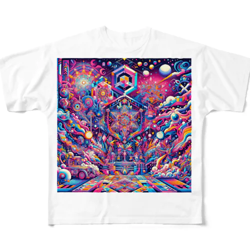 神聖リリスちゃん神殿 🌈💞31.サイケデリック宇宙アーケード商店街 All-Over Print T-Shirt