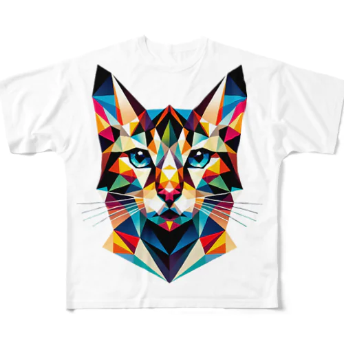 幾何学模様の猫(6)  フルグラフィックTシャツ