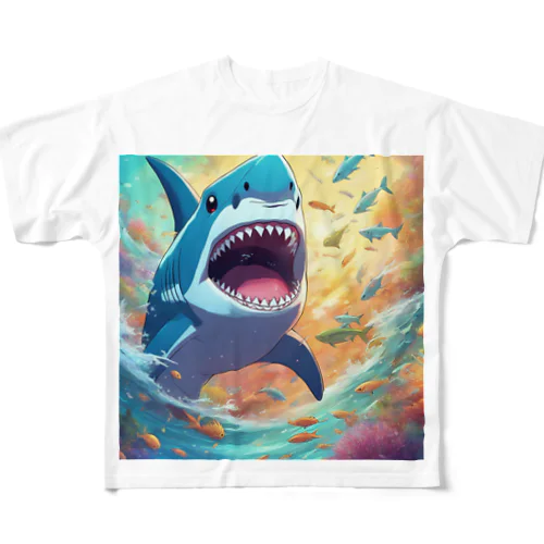エサを取るサメ All-Over Print T-Shirt