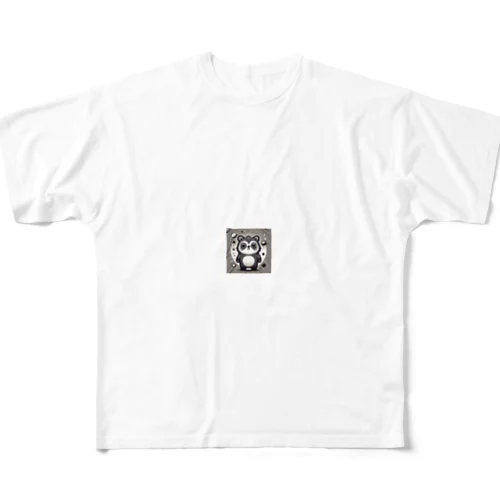 パンダ風タヌキ フルグラフィックTシャツ
