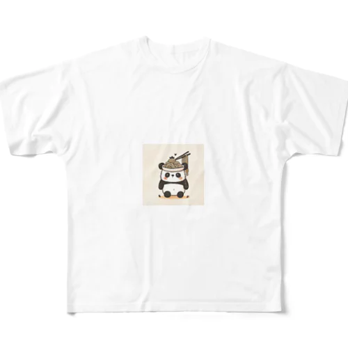 ふわふわパンダのラーメンワンダーランド フルグラフィックTシャツ