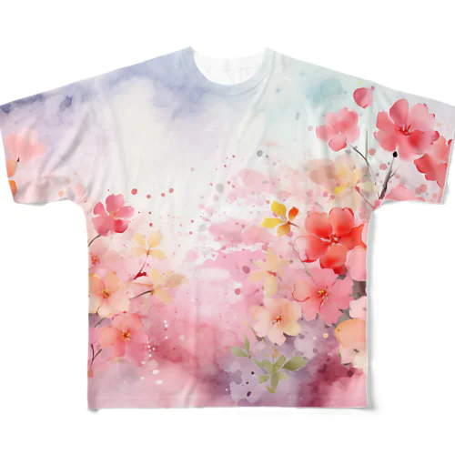 Colorful watercolor flower art 1 All-Over Print T-Shirt