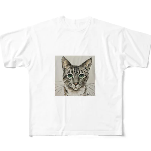 凛々しい猫 フルグラフィックTシャツ