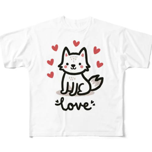 Love wolf フルグラフィックTシャツ