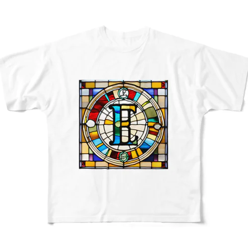 stained glass E All-Over Print T-Shirt