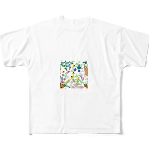 爽やか花柄 フルグラフィックTシャツ