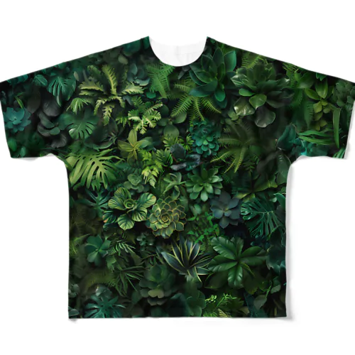 観葉植物の総柄#02 All-Over Print T-Shirt