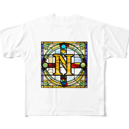 stained glass N フルグラフィックTシャツ