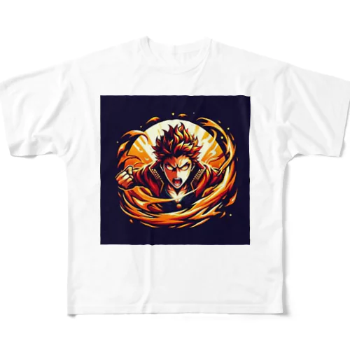 熱血アニメキャラクター オリジナルイラストグッズ フルグラフィックTシャツ