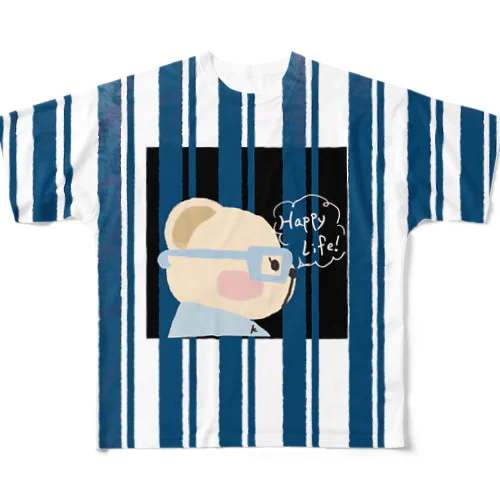 おしゃれな着せかえくまちゃん（ホワイト・ブルー） All-Over Print T-Shirt