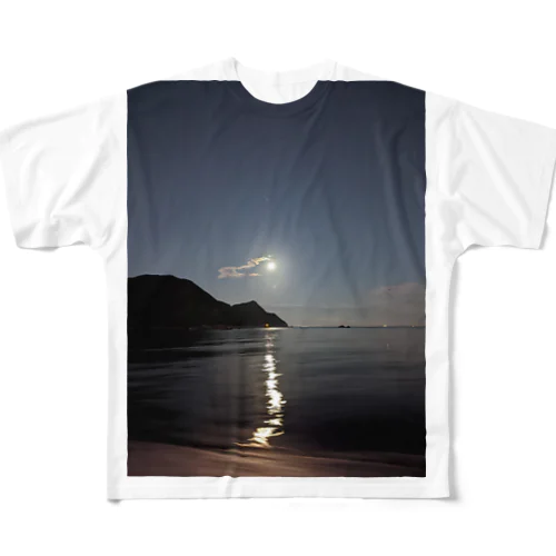 月夜と海 フルグラフィックTシャツ
