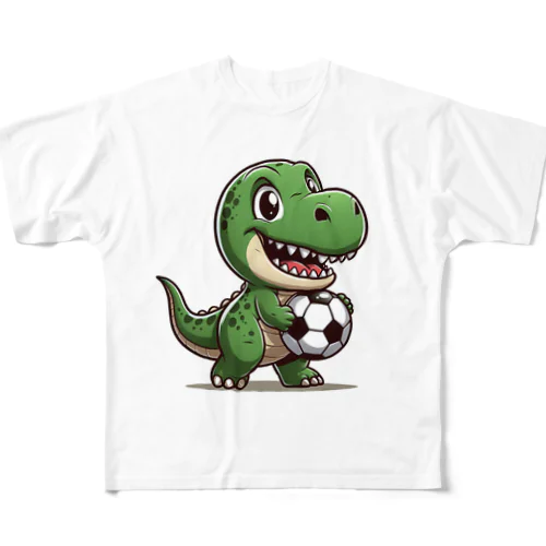 ティラノサウルス　サッカーバージョン フルグラフィックTシャツ