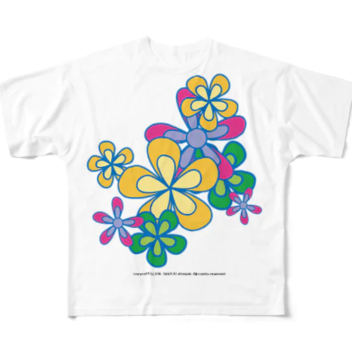 カラフルフラワーアート All-Over Print T-Shirt