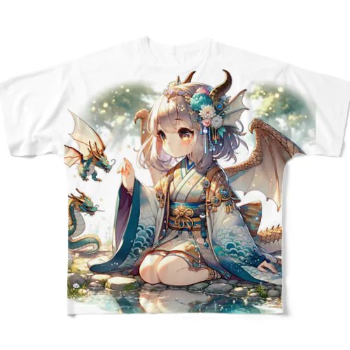 こまめの妖怪集（りゅう姫１） All-Over Print T-Shirt