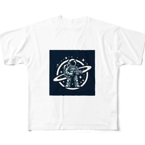 宇宙空間を思わせるデザイン フルグラフィックTシャツ