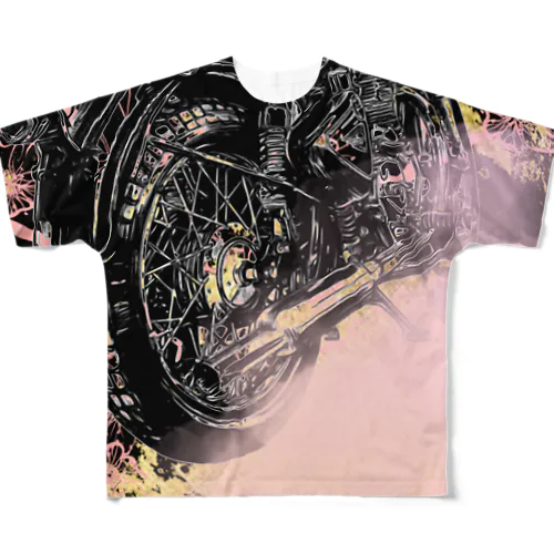 ちょっと月までお花見バイク All-Over Print T-Shirt