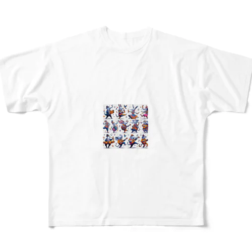 踊る動物 All-Over Print T-Shirt