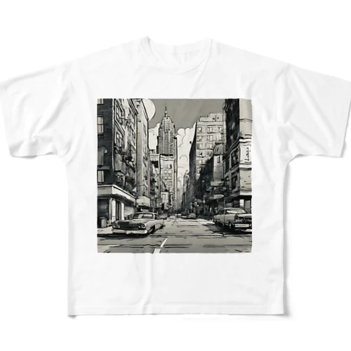 American Comic Landscape Mono 4 フルグラフィックTシャツ