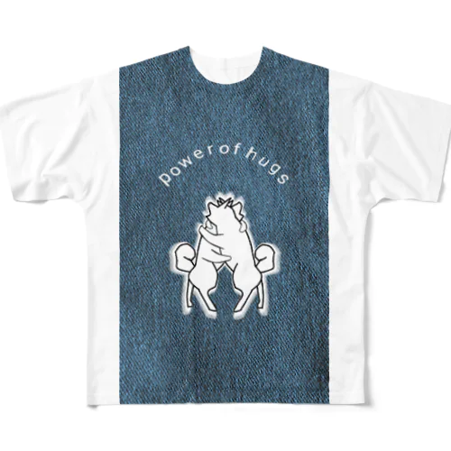 ハグの力(デニム背景) All-Over Print T-Shirt