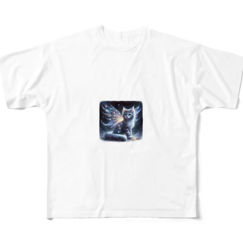 星空の舞、夜を守る猫 All-Over Print T-Shirt