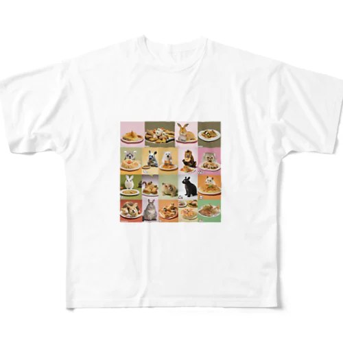 美味しいそうに食べる動物たち All-Over Print T-Shirt