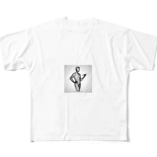 線画の人 All-Over Print T-Shirt