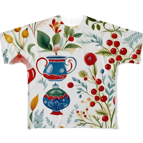 花の詩カップ(The Flower Poetry Cup) All-Over Print T-Shirt