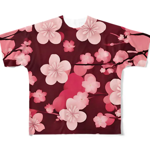 桜の花びら フルグラフィックTシャツ