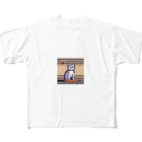 袖口から手を出している猫 All-Over Print T-Shirt