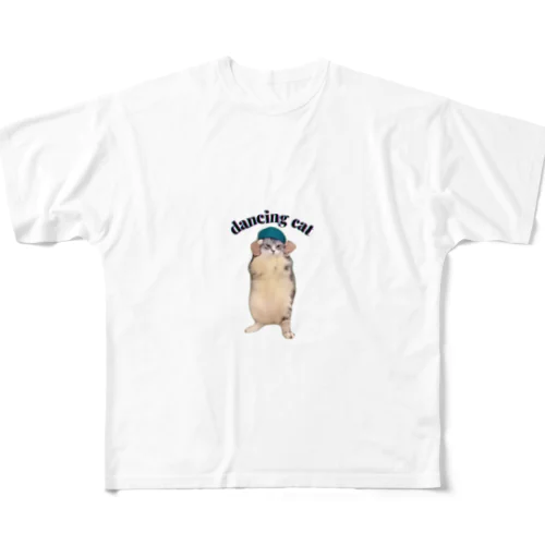 【猫ミーム】ダンシングキャット（文字入り） All-Over Print T-Shirt