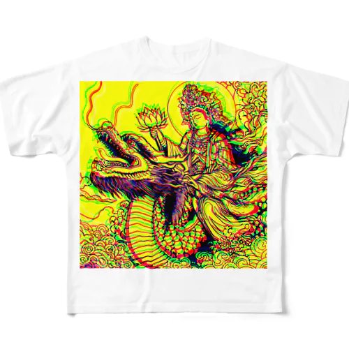 観世音菩薩と龍「Kanzeon Bodhisattva and dragon」 All-Over Print T-Shirt
