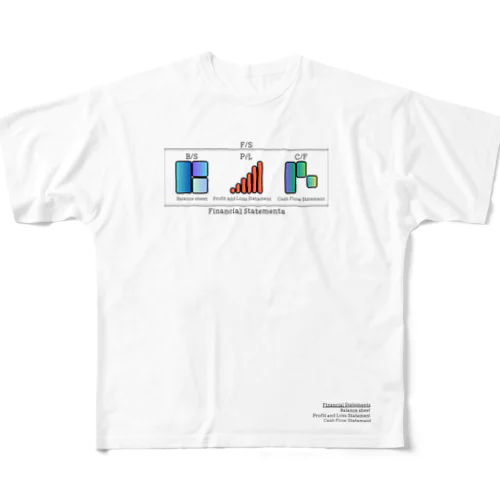 財務三表のつながりTシャツ フルグラフィックTシャツ