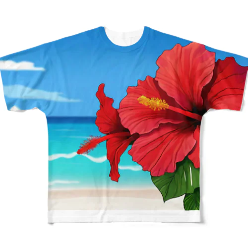 ハイビスカス　リゾート　🌺　🏝️ フルグラフィックTシャツ