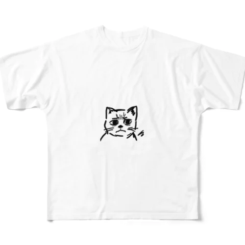 訝しげな顔の猫 フルグラフィックTシャツ