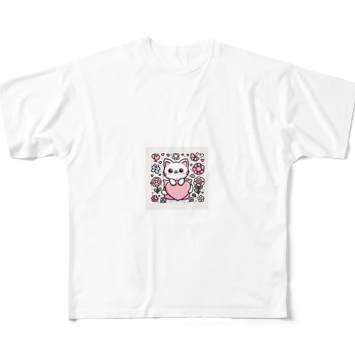 猫スタンプ All-Over Print T-Shirt