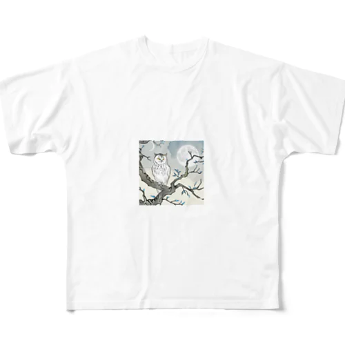 月明かりと梟 All-Over Print T-Shirt