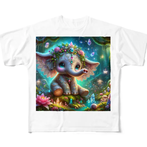 魔法の国の可愛い生き物、ゾウ All-Over Print T-Shirt