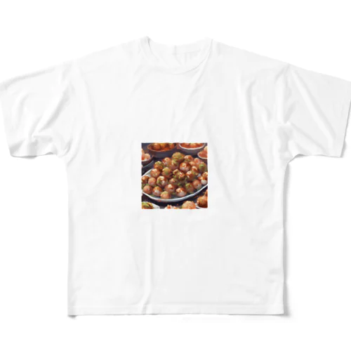 大阪発祥のご当地グルメ、「大阪たこやき」 All-Over Print T-Shirt