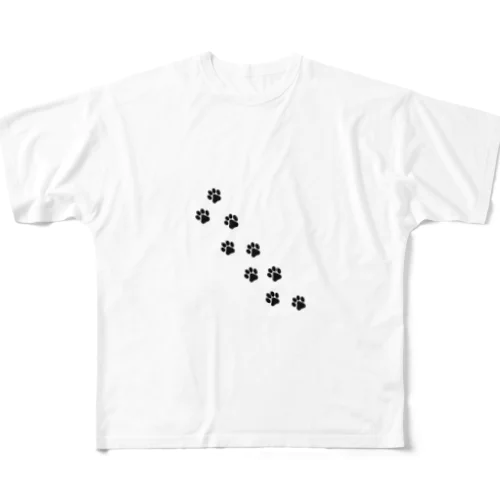 猫の足跡　ワンポイント All-Over Print T-Shirt