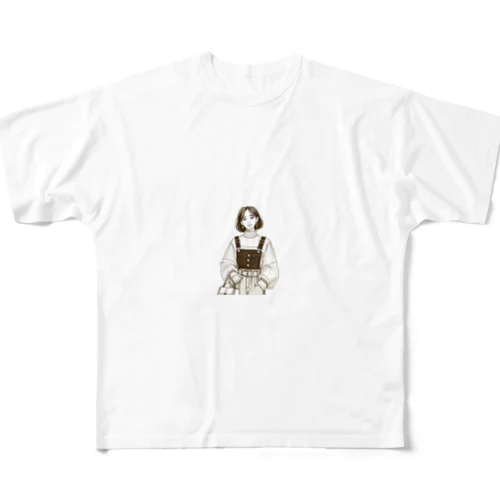 線画の人 All-Over Print T-Shirt