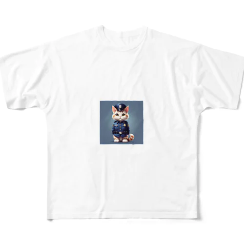 猫のお巡りさん フルグラフィックTシャツ