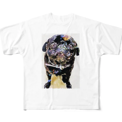 黒パグケンちゃん癒しグッズ All-Over Print T-Shirt