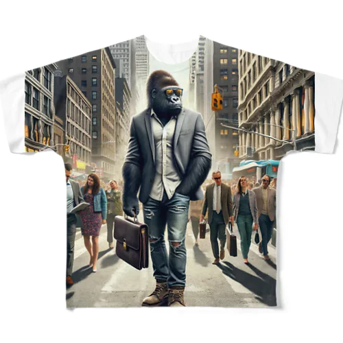 🦍都会を舞台に活躍するゴリラ。 All-Over Print T-Shirt