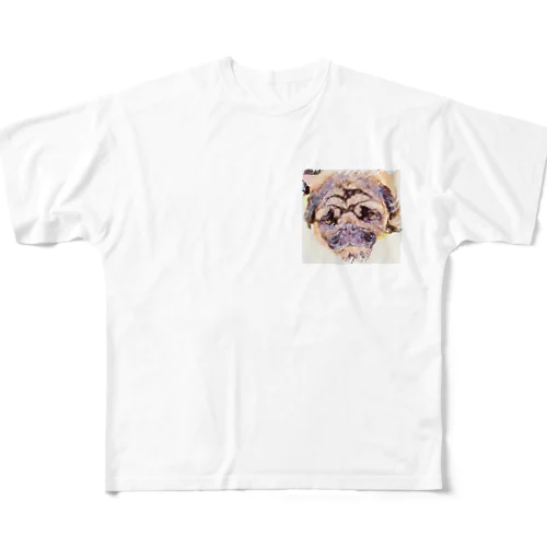 パグ犬　花ちゃん フルグラフィックTシャツ