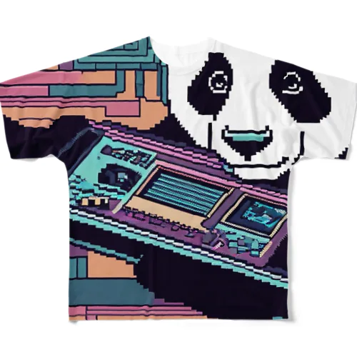 電子音楽を作るパンダ フルグラフィックTシャツ