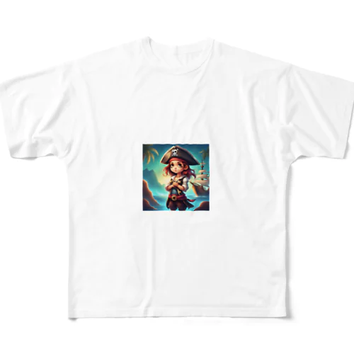 可愛い海賊の女の子 All-Over Print T-Shirt