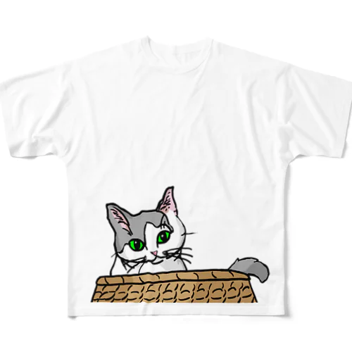 ひょっこり猫ちゃん。 フルグラフィックTシャツ