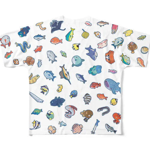 釣れたよ。大量のお魚が。 All-Over Print T-Shirt