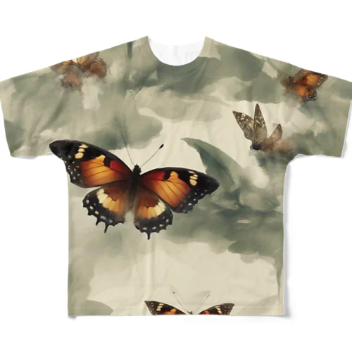 現実の蝶 フルグラフィックTシャツ