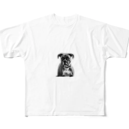 超キュートなボクサー犬 フルグラフィックTシャツ